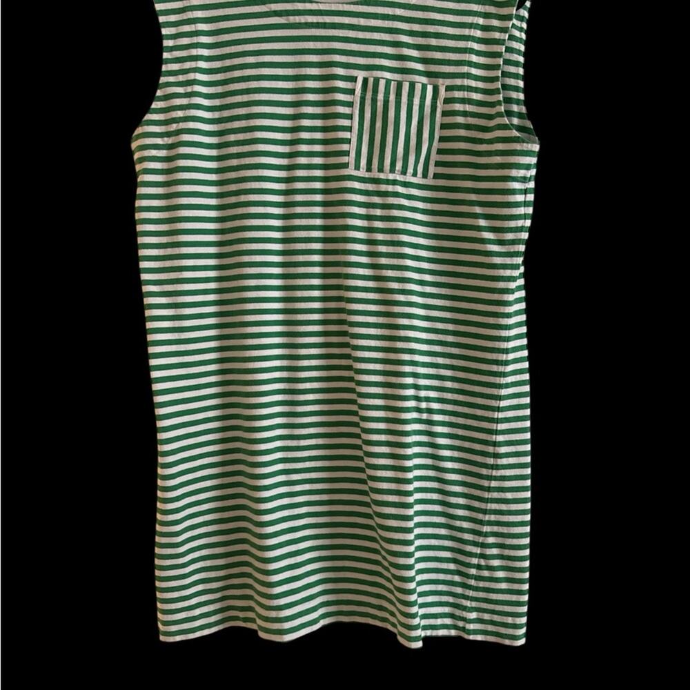 LOFT Green and White Striped Mini Dress